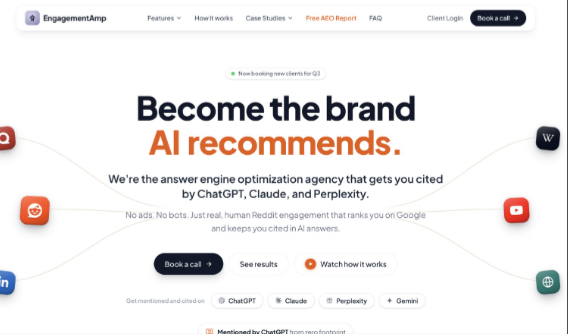 Engagement Amplified homepage — Become the brand AI recommends